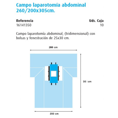 Campo laparotomía abdominal 260/200x305cm.