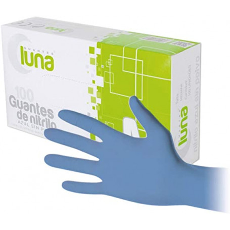 GUANTE DE NITRILO AZUL LUNA SIN POLVO